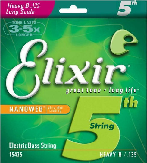 Elixir Nanoweb Басови Единични Струни Стомана с Никелово Покритие 135" Тежки