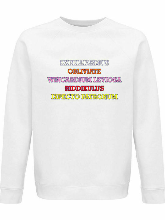 Sweatshirt Unisex, Bio " Harry Potter Zaubersprüche " Weiß