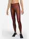 One Women's Cropped Yoga Legging Shiny Dri-Fit Brown