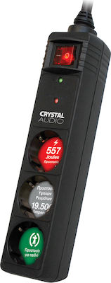 Crystal Audio VP-3 Πολύπριζο Ασφαλείας 3 Θέσεων με Διακόπτη και Καλώδιο 1.5m Μαύρο