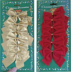 Christmas Fabric Φιόγκος Figure Gold 6pcs