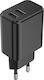 Setty Charger Without Cable with 2 USB-A Ports Blacks (GSM106088)