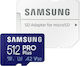 Samsung Pro Plus (2021) microSDXC 512GB U3 V30 A2 UHS-I με αντάπτορα