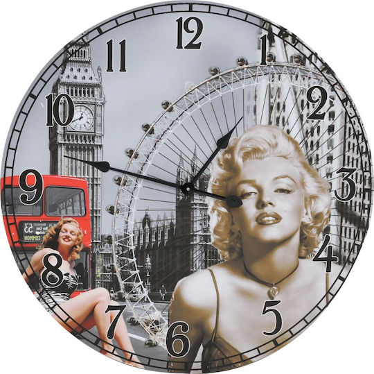 vidaXL Marilyn Monroe Стенен часовник Пластмаса Колоритен Ø60см