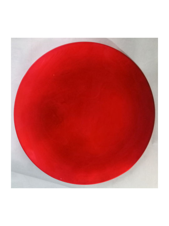 Red glass platter Φ32cm