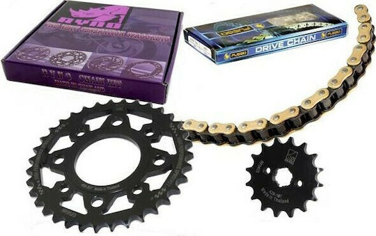 Ryno Σετ Γρανάζια με Αλυσίδα Χρυσή (14-36-428) για Honda Supra 125 X