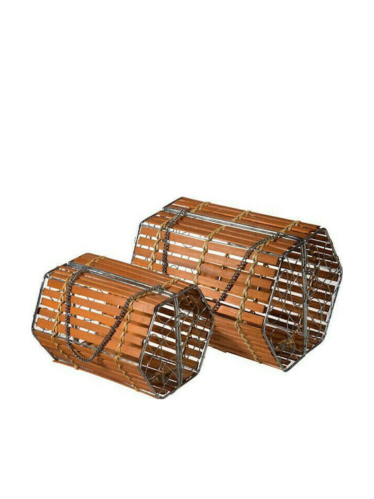 JK Home Decoration Σετ Διακοσμητικά Καλάθια Μπαμπού Καφέ 2τμχ