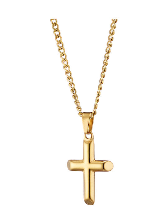 Men's cross with steel chain 316L gold Art 01093