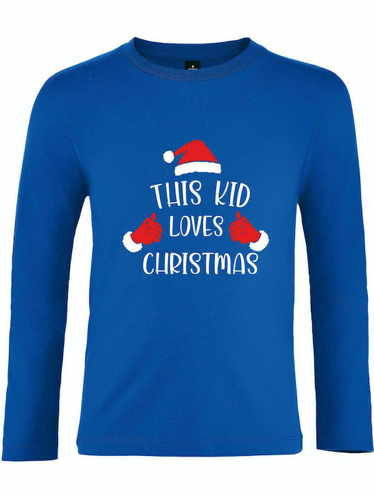 Παιδικό Μακρυμάνικο " This Kid Loves Christmas ", Royal blue