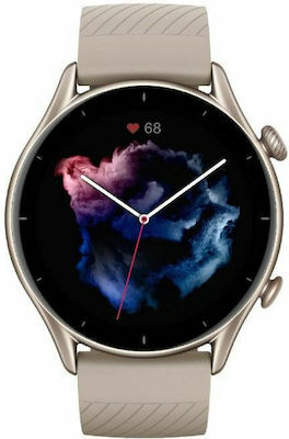 Amazfit GTR 3 Aluminium 46mm Αδιάβροχο Smartwatch με Παλμογράφο (Moonlight Grey)