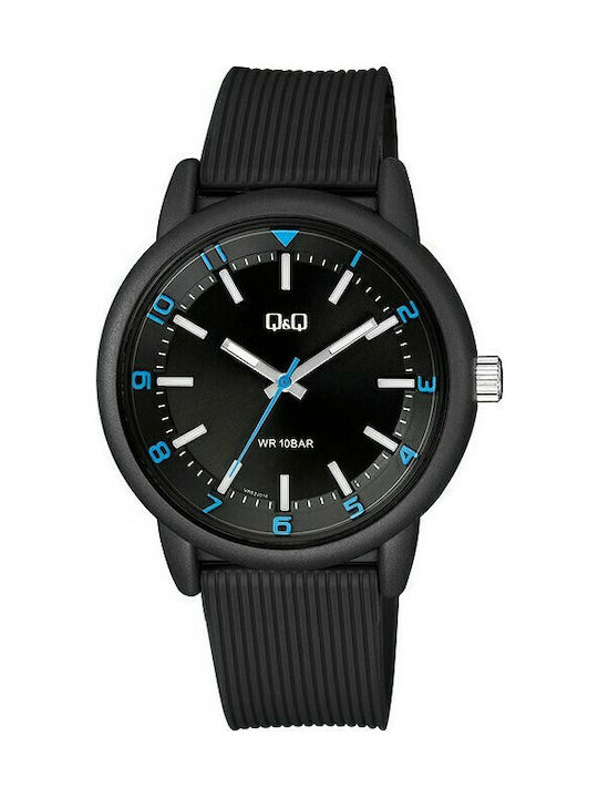 Q&Q Herrenuhr 42mm Batterie mit Schwarz Kautsch...