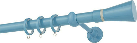 Zogometal Μεταλλικό Κουρτινόξυλο Color More Mat Collection Μονό Φ25mm 240εκ. Γαλάζιο / Γκρι CP4110