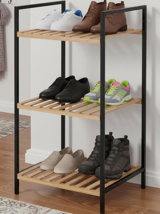 ArteLibre Floor Bathroom Shelf Bamboo with 3 Shelves 38x32.5x70cm Brown