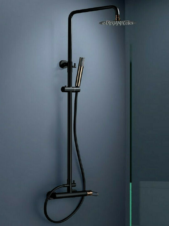 Imex Milos Adjustable Shower Column with Mixer 95-132.5cm Black
