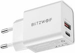 BlitzWolf mit USB-A Anschluss und USB-C Anschluss 20W Stromlieferung / Schnellaufladung 2.0 Weiß (BW-S20)