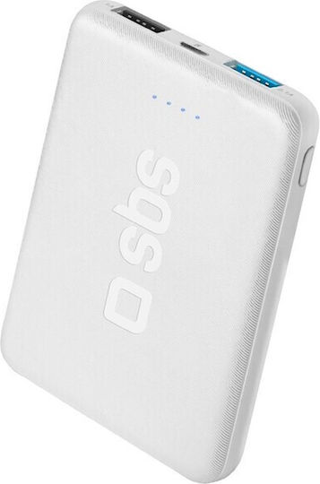 SBS ‎Pocket Line Power Bank 5000mAh με 2 Θύρες USB-A Λευκό