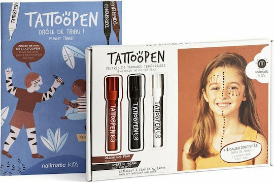 Nailmatic Skin Painting Set Tattoopen With Booklet Brown, Black, White Children's Makeup