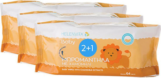 Helenvita Baby with Chamomile Babytücher ohne Alkohol & Parabene 3x64Stk