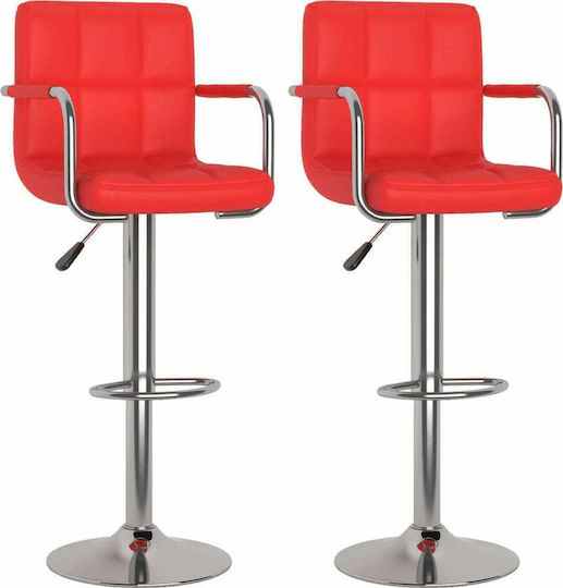 Taburete Bar Cu Spătar și Înălțime Reglabilă Roșii 2 Buc 48x47x90-111 cm