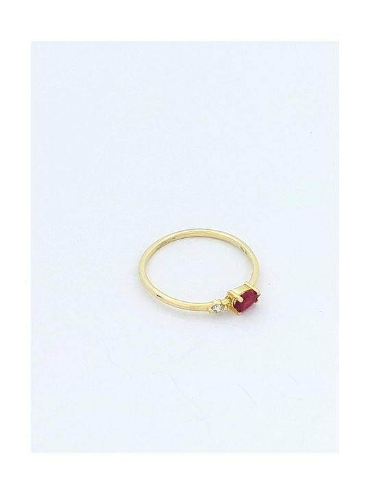 14K MetronGold Women's Gold Ring with Ruby and Diamond code 101182