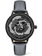 Police Mopion Damen Uhr mit Schwarz Lederarmband