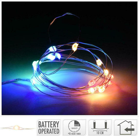 20 Λαμπάκια LED Πολύχρωμα Μπαταρίας σε Σειρά