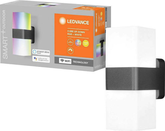 Ledvance Wifi Cube Wall Updown Стенен Външен Плафон LED IP44 14W с Топло бяло Светлина Двоен лъч