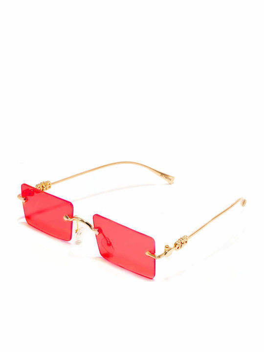 Olympus Sunglasses Hippolite Unisex Sunglasses with Metal Frame Gold Red 01-076