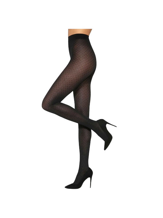 Women's tights 50Den black with print