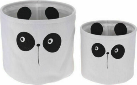 Koopman Cutie de Depozitare Jucării pentru Copii din Țesătură Panda Alb 2buc