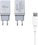 Φορτιστής με Θύρα USB-A και Καλώδιο USB-C 18W Quick Charge 2.0 / Quick Charge 3.0 Λευκός (Xnous US12)