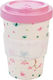 Woodway Birdies Becher Bamboo mit Deckel Weiß 400ml