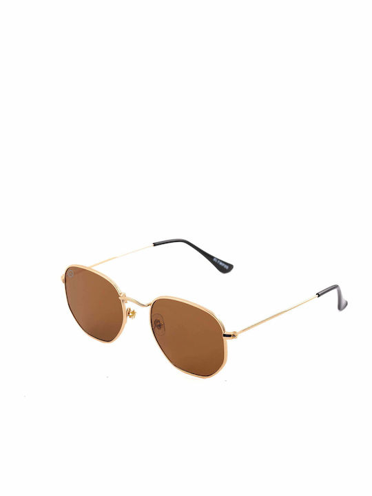 Olympus Sunglasses Jason Ochelari de soare cu Brown Gold Din metal Rame și Maro Lentilă 01-038