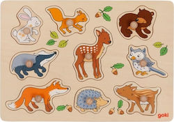 Lemn Puzzle pentru copii cu îmbinări Forest Animals 9 buc Goki