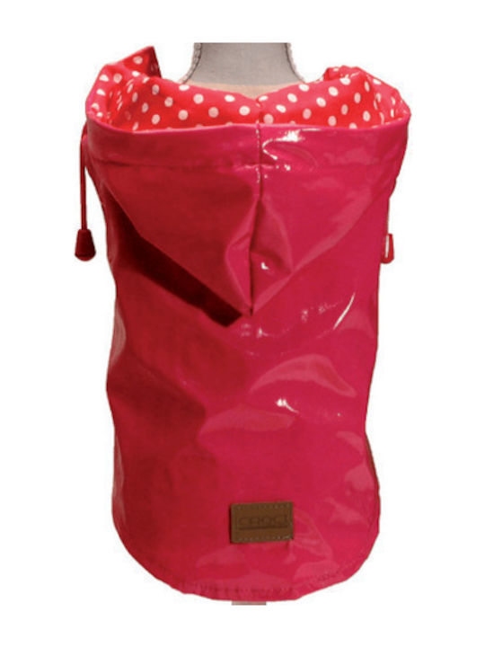 Croci Raindrop Cherry Hundemantel Wasserdicht Kapuzen Rot mit Rückenlänge 35 cm.