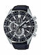 Casio Edifice Men's Watch 55mm Chronograph Battery with Black Leather Strap