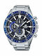 Casio Edifice Ανδρικό Ρολόι 50.5mm Χρονογράφος Μπαταρίας με Ασημί Μεταλλικό Μπρασελέ