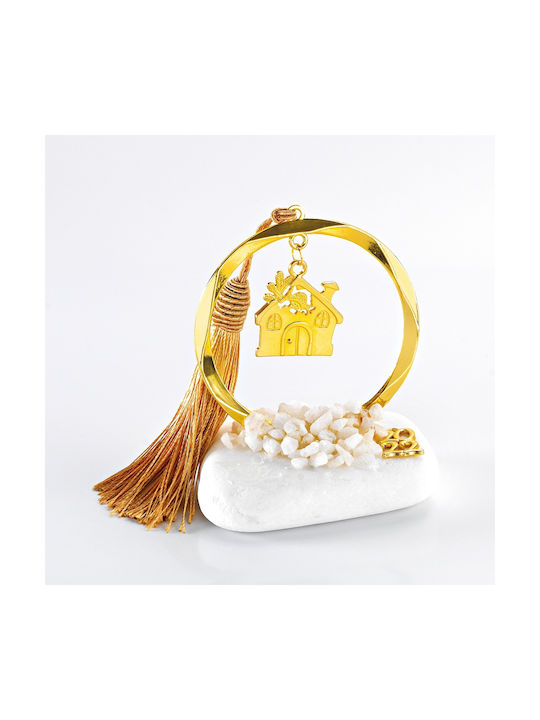 Adorex Tabletop Lucky Charm Home In Pebble with Rhinestones Gold made of Metal 7x9cm 1pcs