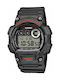 Casio Classic Digital Herrenuhr 47mm Batterie mit Schwarz Kautschukarmband