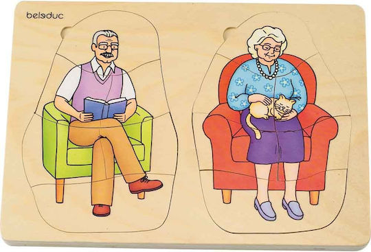 Дървено Детски Пъзел с Шипове Puzzle Grandpa and Grandma 40бр Beleduc