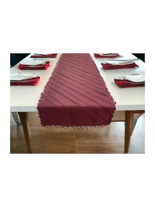 Linea Home Christmas Tablecloth Fabric Bordeaux L170xW50cm.