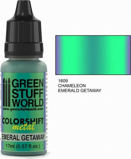 Green Stuff World Colorshift Metal Vopsea Pentru Modelare Verde Smarald Getaway 17ml