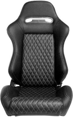 Autoline Luxury Driver Car Seat Bucket Αριστερό Ανακλινόμενο Αγωνιστικό Κάθισμα από Δερματίνη Μαύρο Black