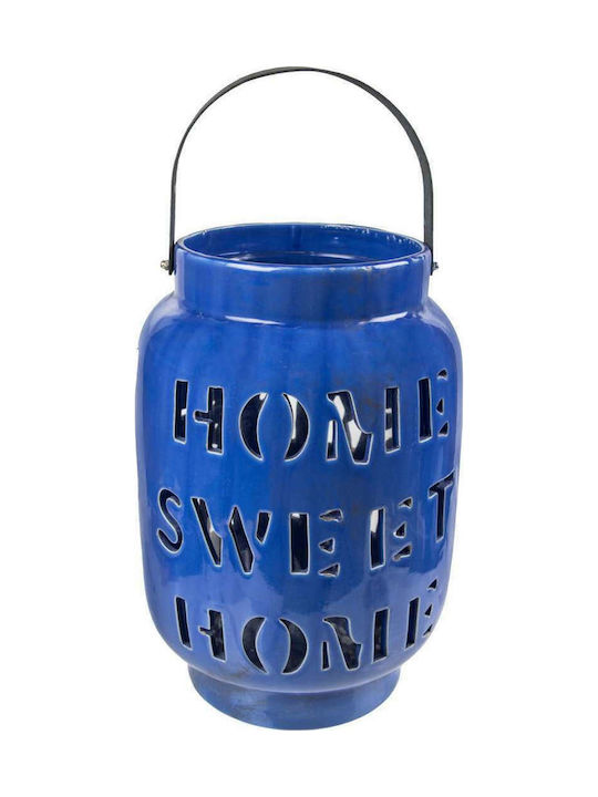 Art et Lumiere Tabletop Ceramic Lantern Blue 19x19x28.5cm