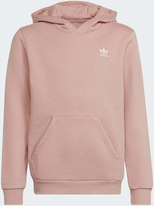 Adidas Fleece Παιδικό Φούτερ με Κουκούλα και Τσέπες Ροζ Adicolor