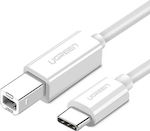 Ugreen US241 USB 2.0 Cable USB-C male - USB-B male Λευκό 1m (40560)