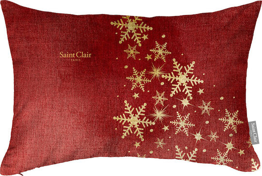 Saint Clair 4024 Χριστουγεννιάτικο Διακοσμητικό Μαξιλάρι Μακρόστενο Κόκκινο 45x30εκ.