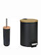 Sidirela Metallic Toilet Brush and Basket Set 7lt Black