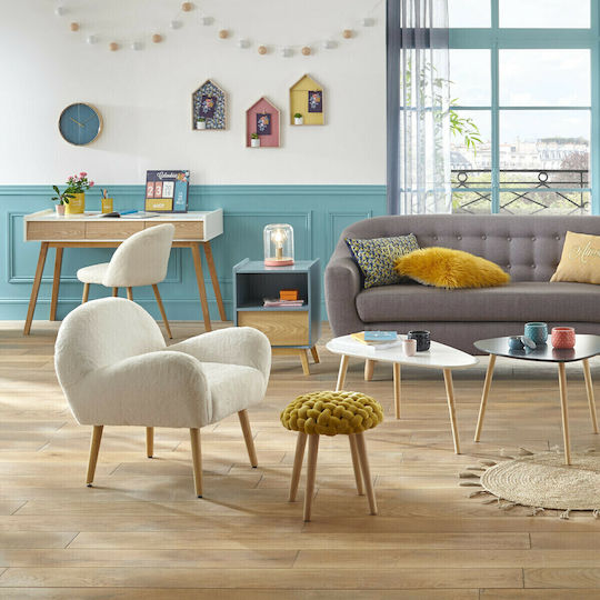 Σκαμπό Σαλονιού A-S Cosy Κίτρινο 43x43x39εκ.