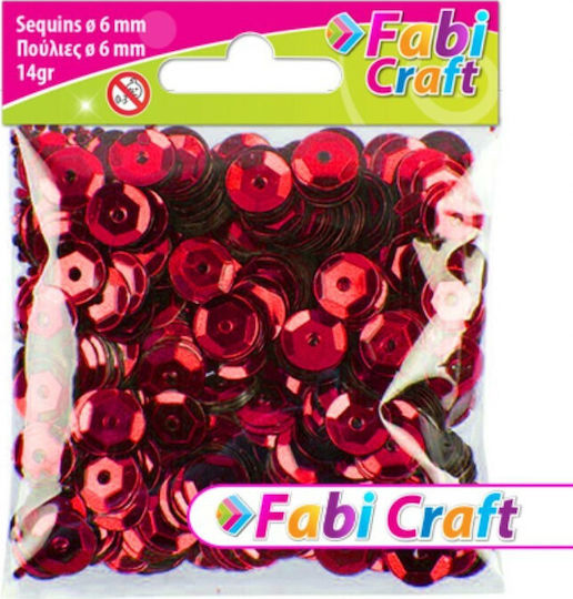 Fabi 130316 Kunststoff Perlenstickerei Rot Runde Perlen 6mm 14g 14gr